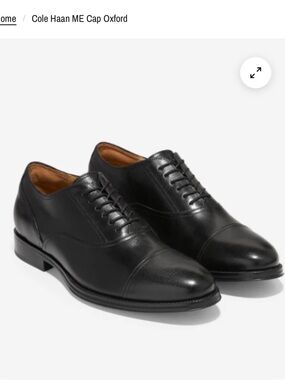 Cole Haan Black Leather Cap-Toe Oxford Lace-Up